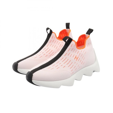 エルメス HERMES ECLAIR エクレール スリッポン 靴 ファブリック ホワイト レディース ホワイト系 / ブラック系 / オレンジ系 【中古】