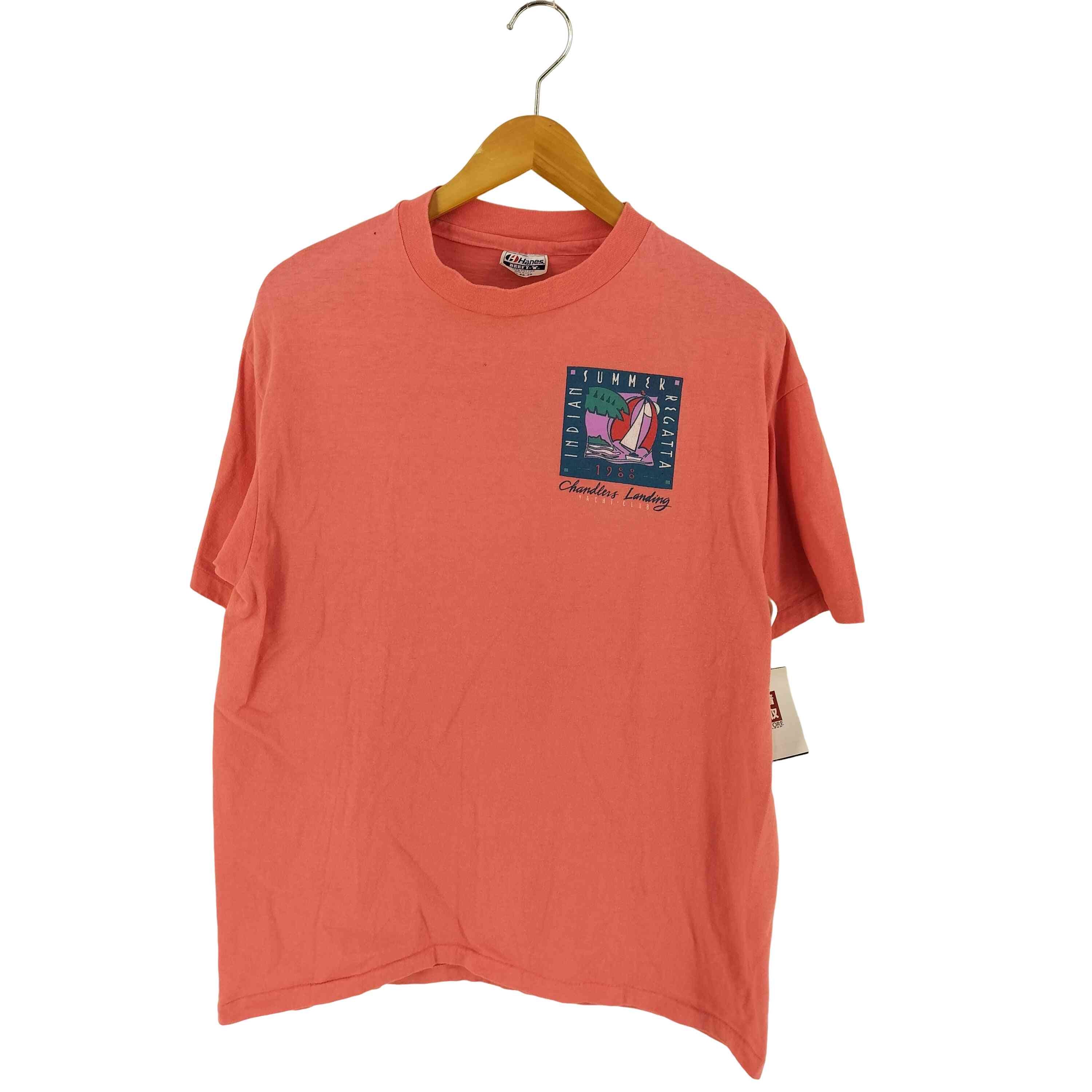 80S  USA製  BEEFY-T シングルステッチ ヨットクラブ プリントTシャツ【1142539739163】