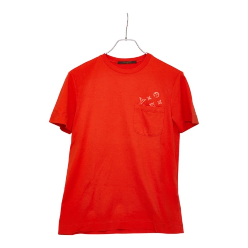 ルイ ヴィトン モノグラム 半袖Tシャツ クルーネック サイズXXS オレンジ レッド系 コットン メンズ LOUIS VUITTON 中古