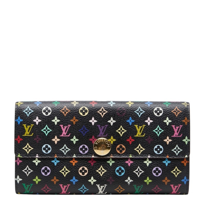 ルイ ヴィトン モノグラム ポルトフォイユ サラ 長財布 M60273 ノワール マルチカラー PVC レザー レディース LOUIS VUITTON 【中古】