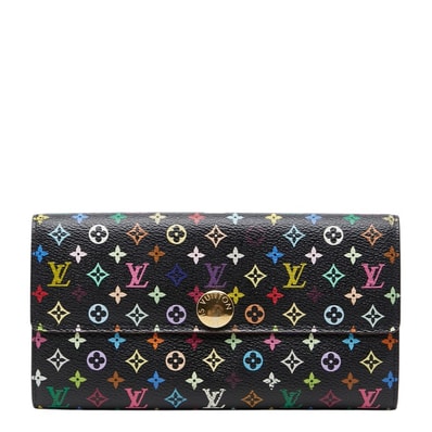 ルイ ヴィトン モノグラム ポルトフォイユ サラ 長財布 M60273 ノワール マルチカラー PVC レザー レディース LOUIS VUITTON 【中古】