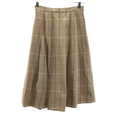 Burberrys バーバリーズ 90s オールド チェック柄 ミモレ丈 プリーツスカート 7 ベージュブラウン
