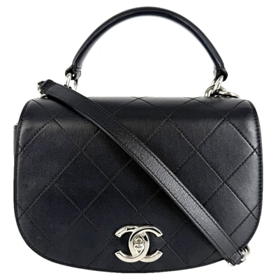 CHANEL シャネル 2WAY マトラッセ ココマーク チェーンショルダーバッグ ハンドバッグ 肩掛け 斜め掛け レザー ブラック 黒 シルバー金具 レディース【中古品】