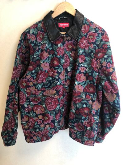 Supreme Leather Collar Work Jacket "Digi Floral"