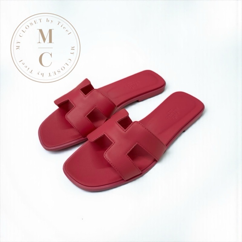 エルメス HERMES オラン サンダル 靴 シューズ レザー ピンク フラットサンダル ミュール