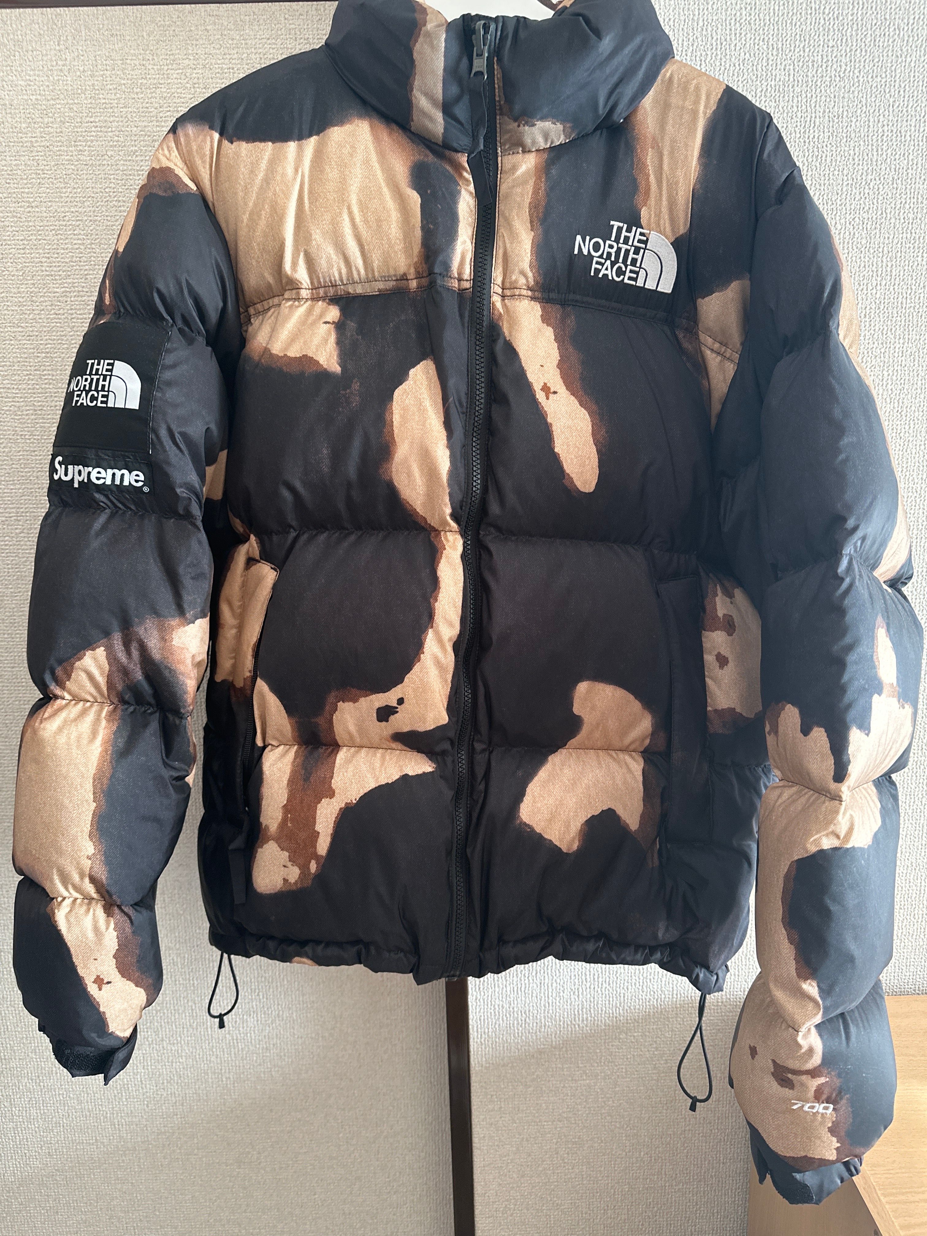 Supreme x The North Face Bleached Denim Print Nuptse Jacket "Black"