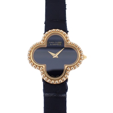 K18YG Van Cleef & Arpels ヴァンクリーフ&アーペル アルハンブラ 136574 オニキス レディース 腕時計