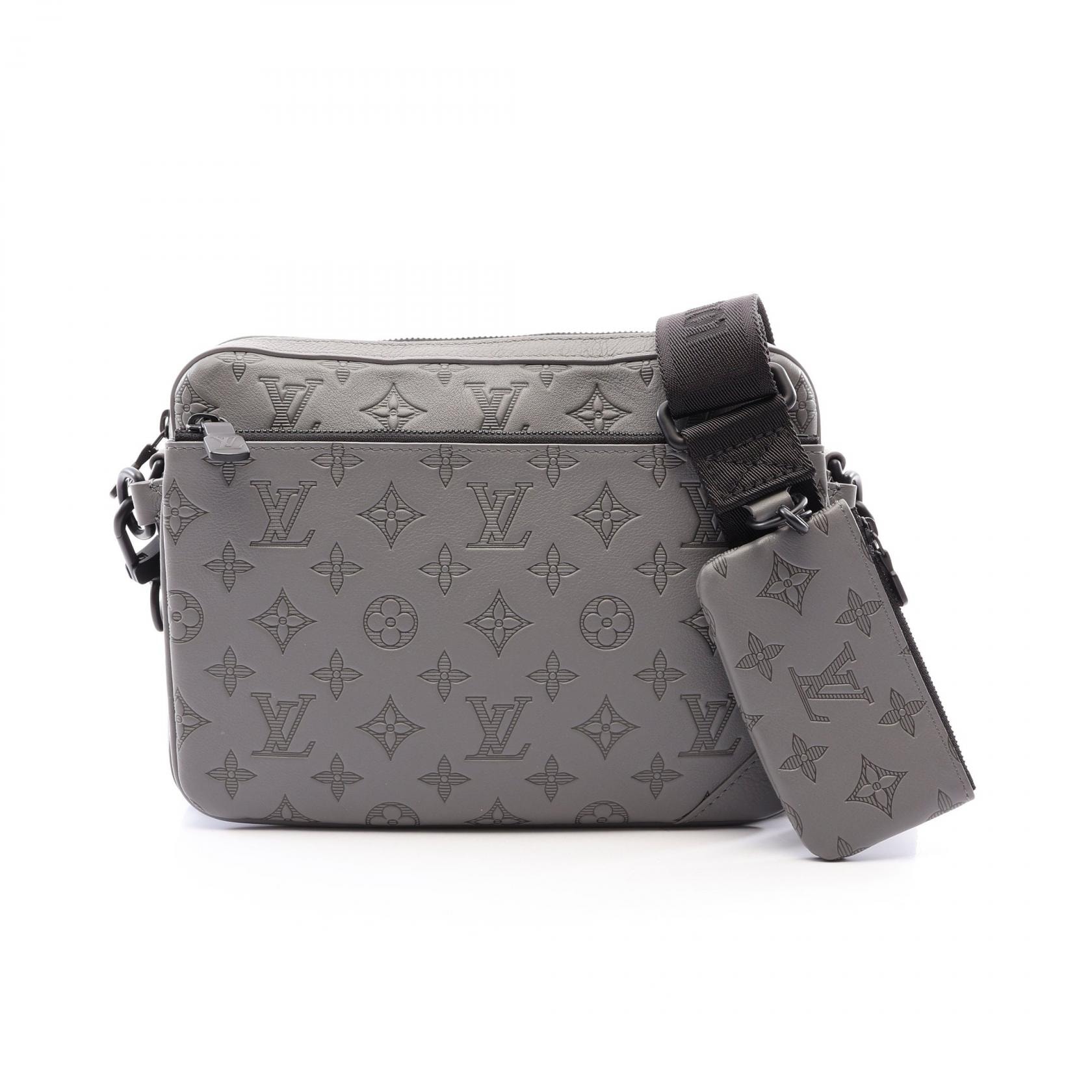 ルイ・ヴィトン LOUIS VUITTON トリオメッセンジャー モノグラムシャドウ ショルダーバッグ バッグ レザー グレー メンズ グレー系 M46603 【中古】