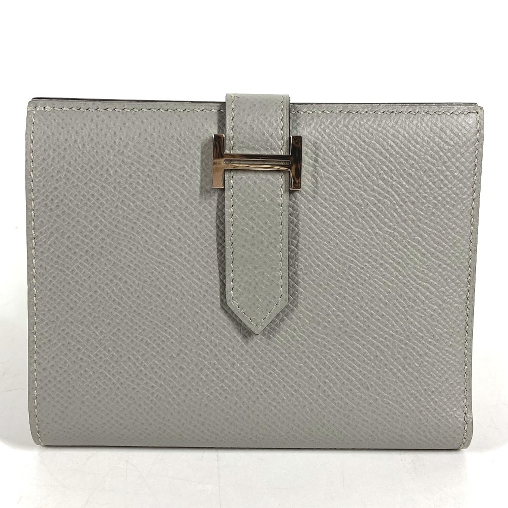 エルメス HERMES ベアン コンパクト ベアンコンパクト コンパクトウォレット 2つ折り 財布 2つ折り財布 エプソン A刻 グリムエット グレー