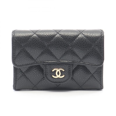 シャネル CHANEL クラシック フラップ カード ケース マトラッセ カードケース アクセサリー キャビアスキン(グレインドカーフ) レディース ブラック系 AP0214 【中古】