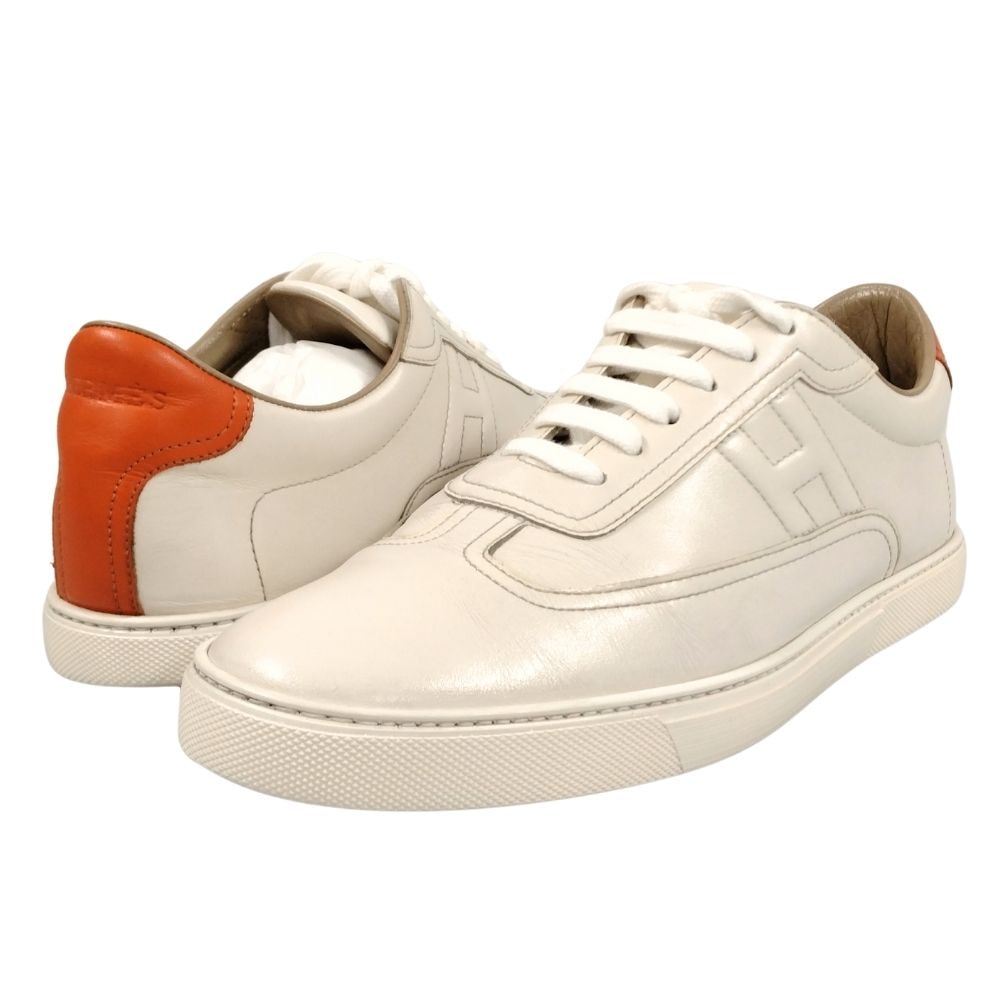 HERMES エルメス クイッカー レザー シューズ スニーカー ホワイト系 サイズ40.5 50743