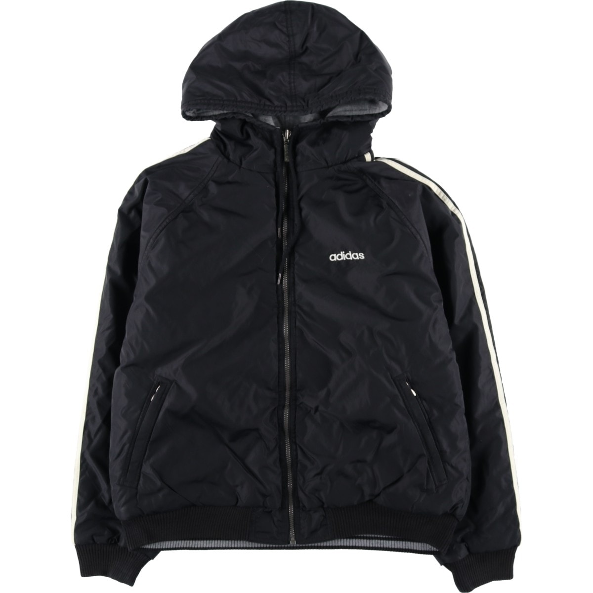 古着 80~90年代 アディダス adidas トレフォイルロゴ リバーシブル バックロゴ 中綿パーカー パファージャケット メンズL相当 ヴィンテージ/eaa604563