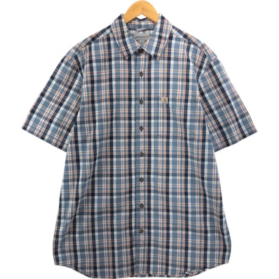 古着 カーハート Carhartt RELAXED FIT チェック柄 半袖 ワークシャツ メンズL相当/eaa564073
