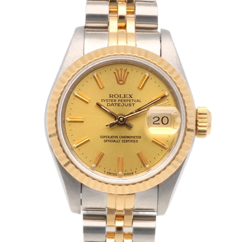 ロレックス デイトジャスト オイスターパーペチュアル 腕時計 時計 ステンレススチール 69173 自動巻き オーバーホール済 磨き直し済 91番 レディース 1年保証 ROLEX 中古