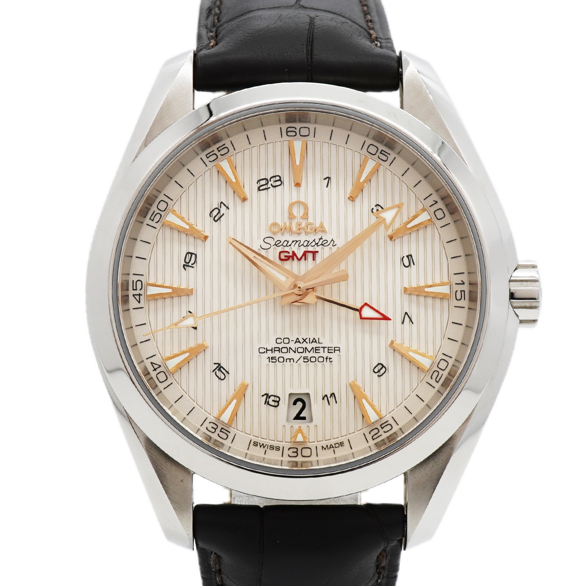 【6wia0071】オメガ アクアテラ GMT コーアクシャル 231.13.43.22.02.004 シルバー文字盤【中古】腕時計 メンズ
