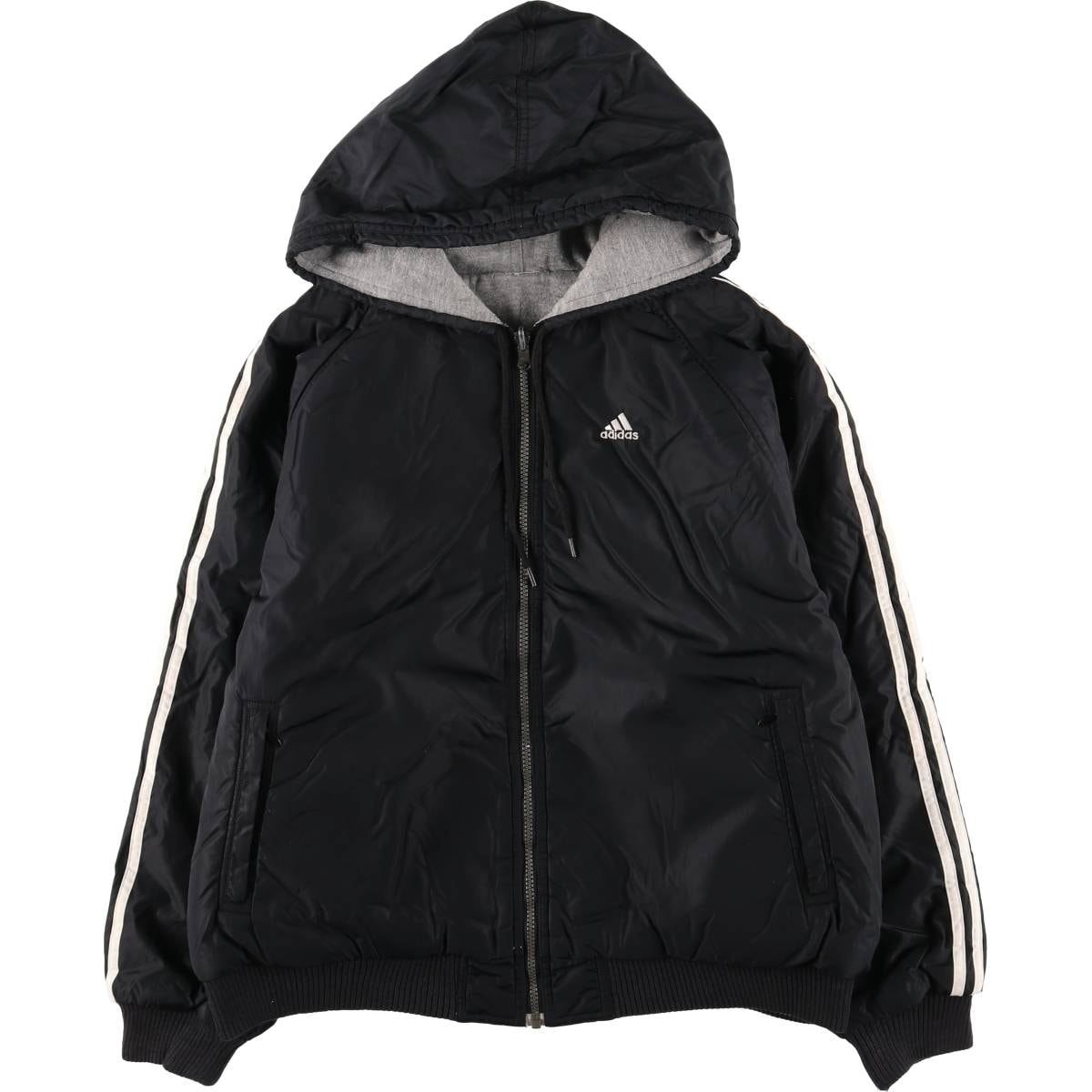 古着 00年代 アディダス adidas リバーシブル バックロゴ 中綿パーカー パファージャケット メンズM相当/eaa603436