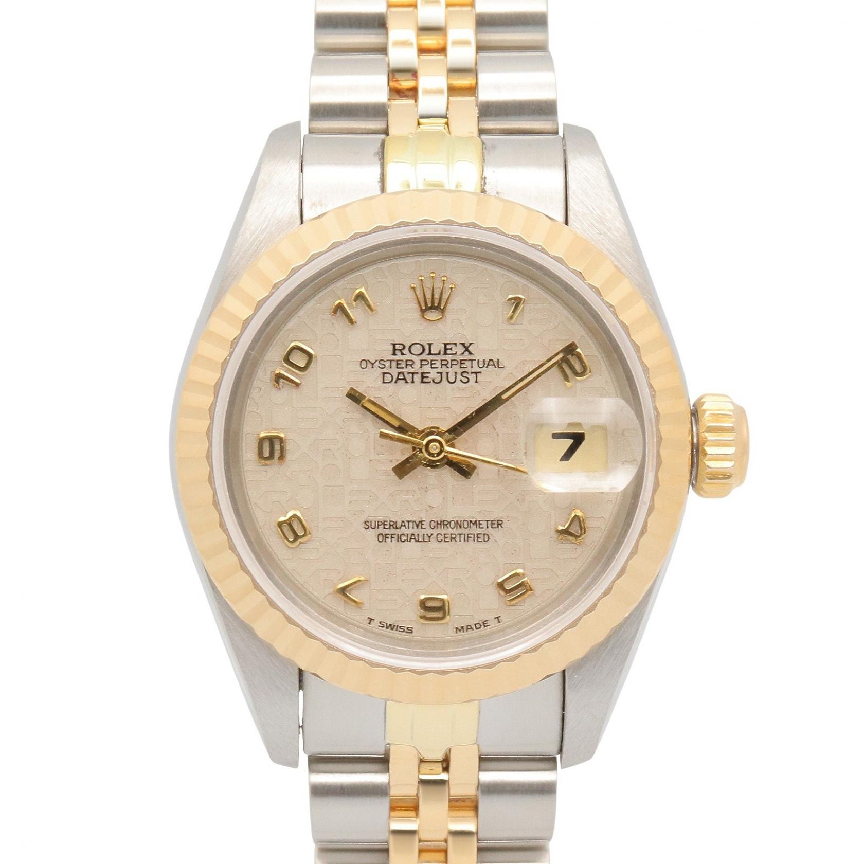 ロレックス ROLEX デイトジャスト R番 アイボリー コンピューター アラビア 腕時計 時計 K18(イエローゴールド) ステンレススチール レディース アイボリー系 / ゴールド系 / コンピューター/アラビア 69173 【中古】