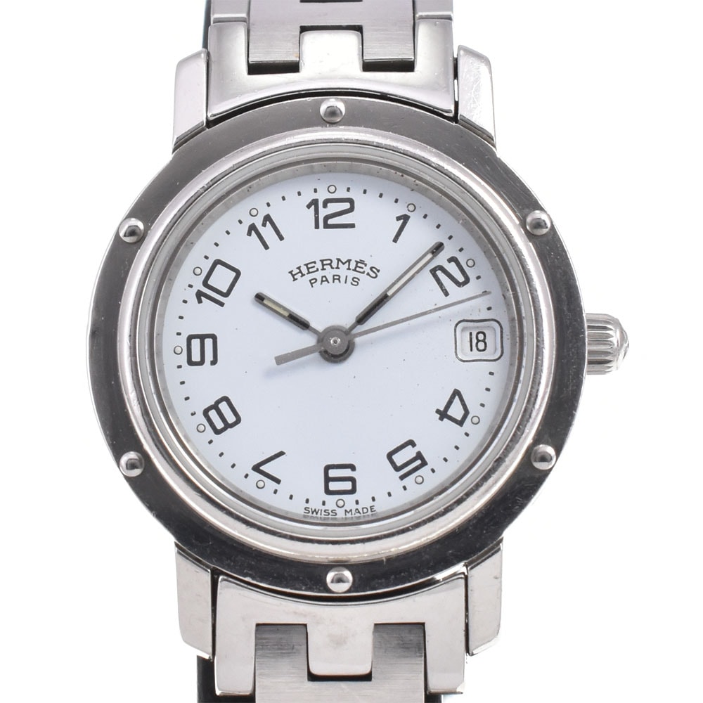値下 エルメス HERMES CL4.210 クリッパー Dバックル クォーツ レディース N#145777
