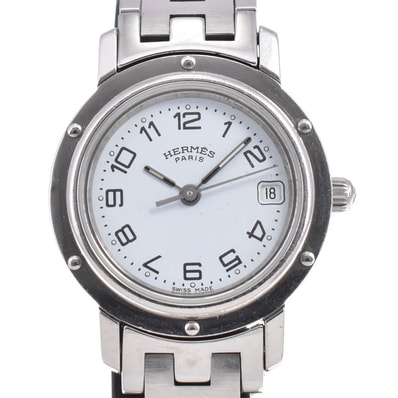 値下 エルメス HERMES CL4.210 クリッパー Dバックル クォーツ レディース N#145777