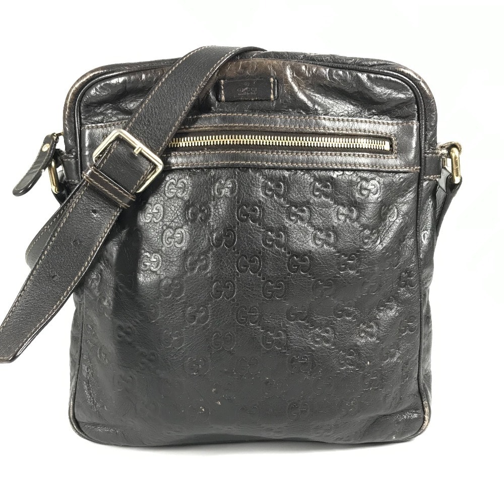 グッチ GUCCI グッチシマ GG 201448 カバン 斜め掛け ポシェット ショルダーバッグ シマレザー ブラウン