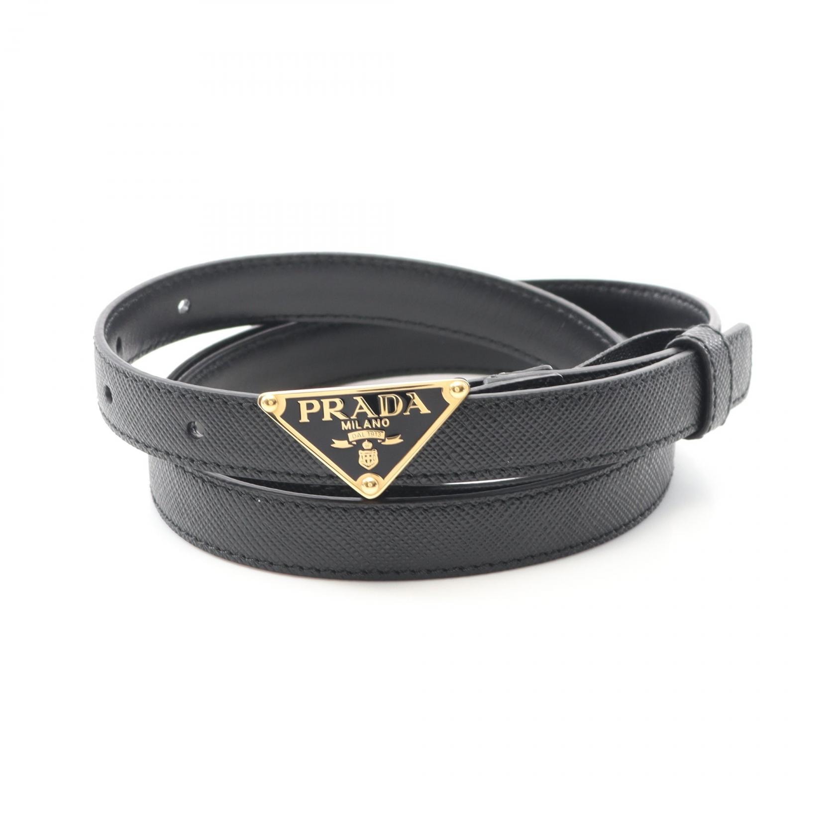 プラダ PRADA トライアングルロゴ ベルト 衣料品 サフィアーノレザー レディース ブラック系 1CC621053F000280 【新品】