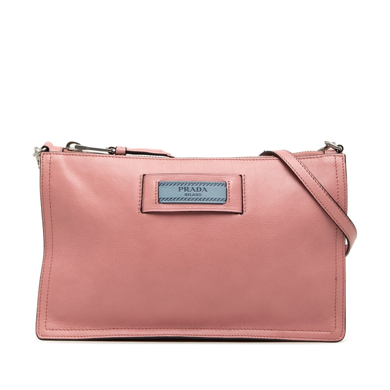 プラダ エチケット ショルダーバッグ 1NE006 ピンク レザー レディース PRADA 【中古】