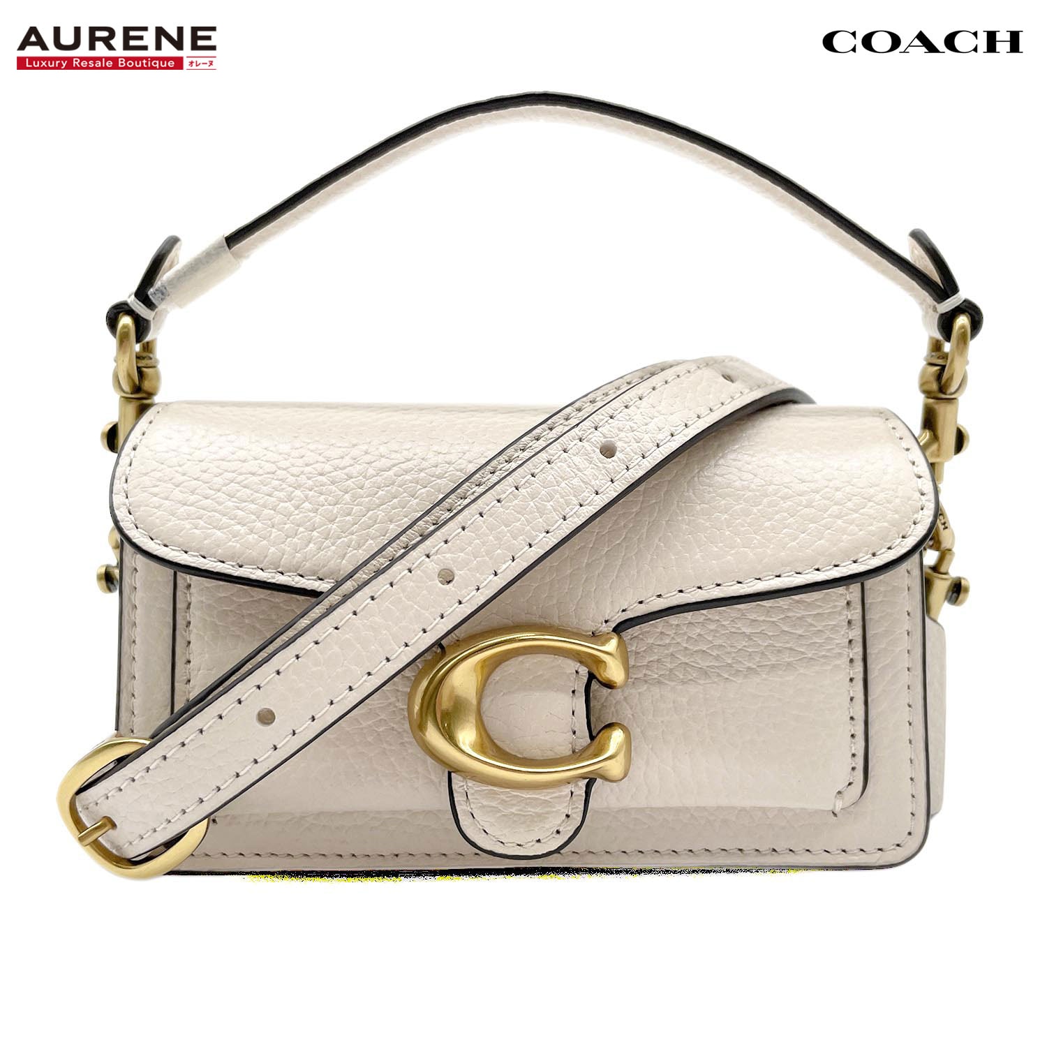 COACH コーチ タビー 12 Cロゴ 2WAY ショルダーバッグ
 ミニバッグ ぺブル CN731 レザー ベージュ レディース
 【中古】
