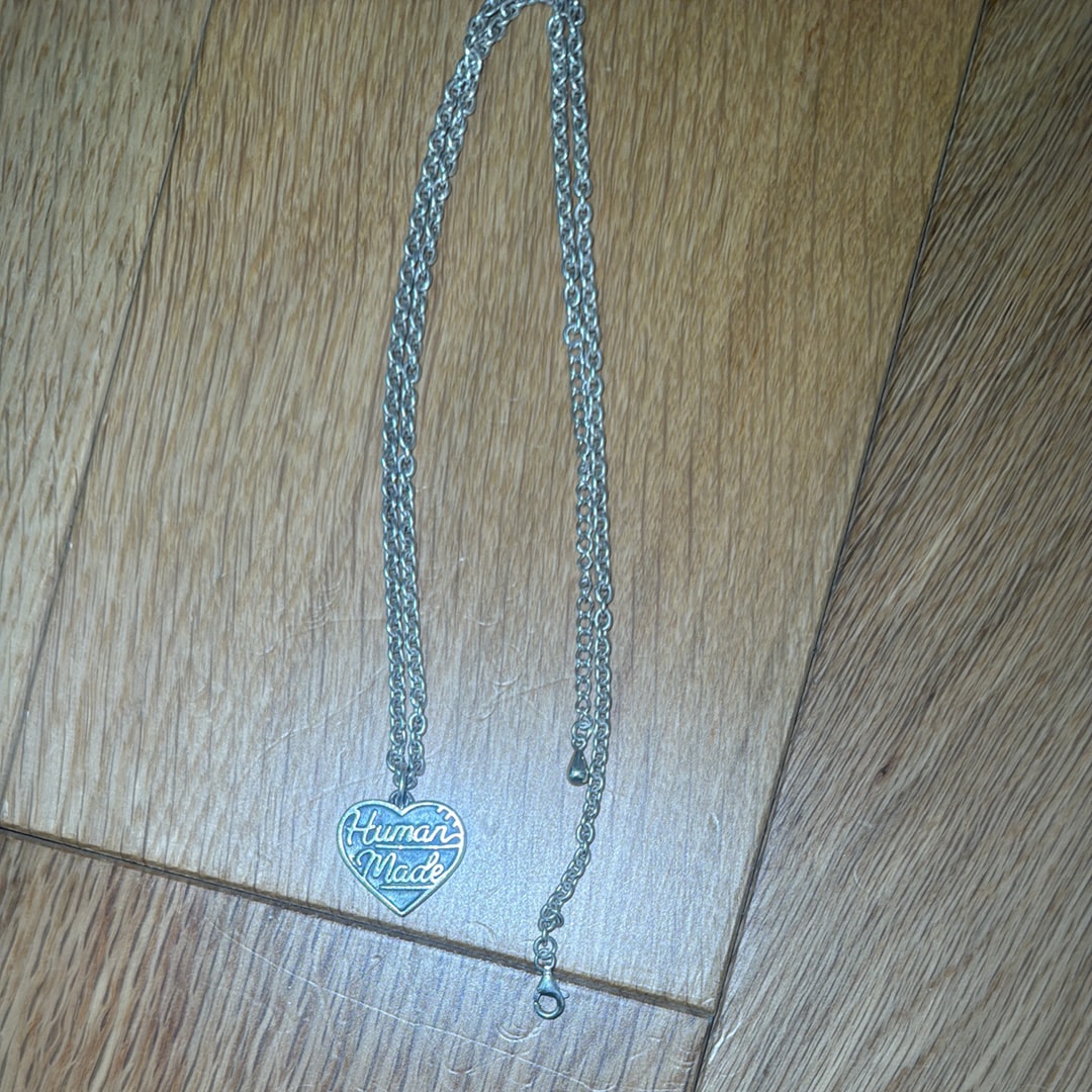HUMAN MADE Heart Silver Necklace "Black"