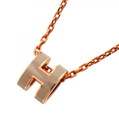 ★SALE【6jfb0181-k】エルメス ネックレス ミニポップH GPメッキ グレー ピンクゴールド【中古】レディース