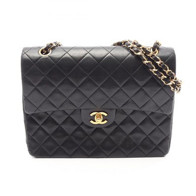 シャネル CHANEL マトラッセ ダブルフラップ ショルダーバッグ バッグ ラムスキン(羊革) レディース ブラック系 【中古】
