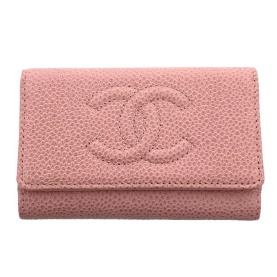 CHANEL シャネル 6連 キーケース ココマーク キーケース A13502 キャビアスキン ピンク ゴールド レディース【中古】