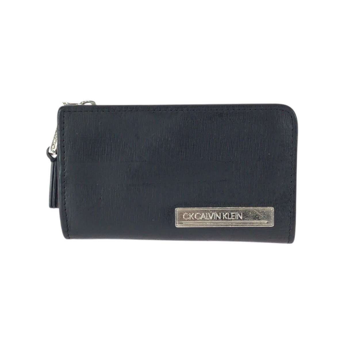 Calvin Klein カルバンクライン CK 4連 ブラック 黒 シルバー金具 レザー キーケース 600558 【中古】