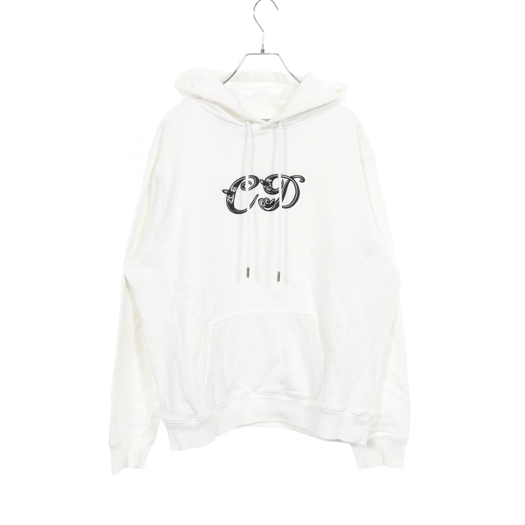 ディオール Dior DIOR × KENNY SCHARF ロゴ刺繍 裏起毛 パーカー 衣料品 トップス コットン メンズ ホワイト系 193J688A0531 【中古】