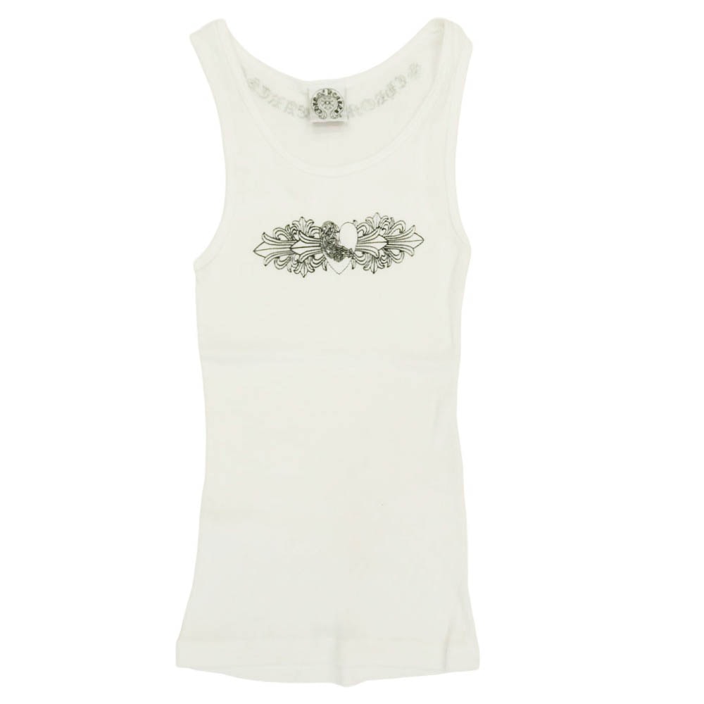 CHROME HEARTS クロムハーツ(原本無) オールド フローラルハート プリント ノースリーブ タンクトップ ホワイト系 M【中古】