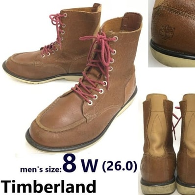 Timberland/ティンバーランド★本革/9ホール/レースアップワークブーツ【8/26.0/メンズ/brown/茶】モカシン/Leather/Boots/shoes◆bWB108-5