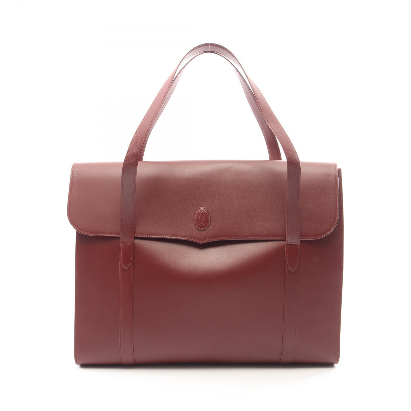 カルティエ CARTIER マストライン トートバッグ バッグ レザー レディース ボルドー系 【中古】