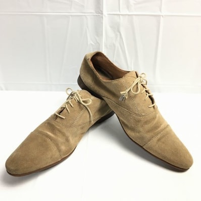 試着交換OK!ZARA BLACK TAG【サイズ43 27.5】 高級仕様 ストレートチップ ビジネスシューズ ベージュ/men's 管NO.ZE-69