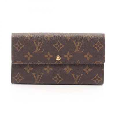 ルイ・ヴィトン LOUIS VUITTON ポシェット ポルトモネ クレディ 二つ折り長財布 財布 レザー PVC モノグラム レディース ブラウン系 M61725 【中古】