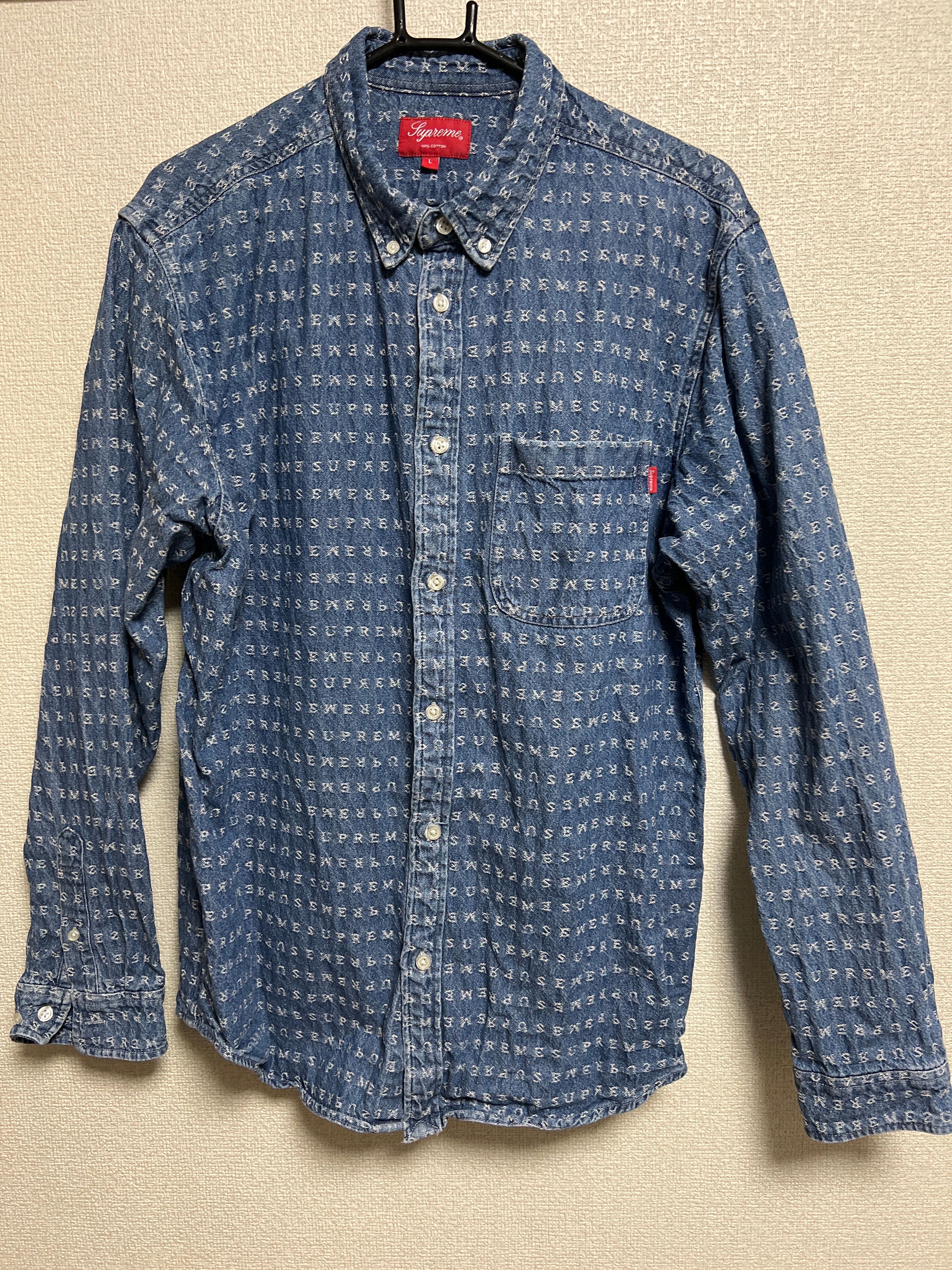 Supreme Jacquard Logos Denim Shirt "Blue"