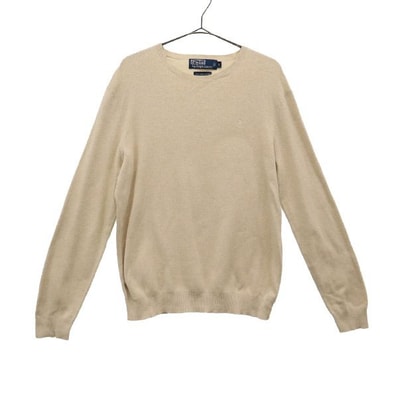 Polo by Ralph Lauren ポロバイラルフローレン 刺繍 長袖 セーター S ベージュ ニット