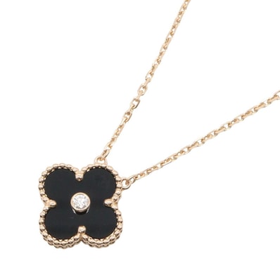 ヴァンクリーフ&アーペル Van Cleef & Arpels ヴィンテージアルハンブラ オニキス 1PD ネックレス ネックレス ジュエリー K18PG(ピンクゴールド) ダイヤモンド オニキス レディース ゴールド系 / クリア系 / ブラック系