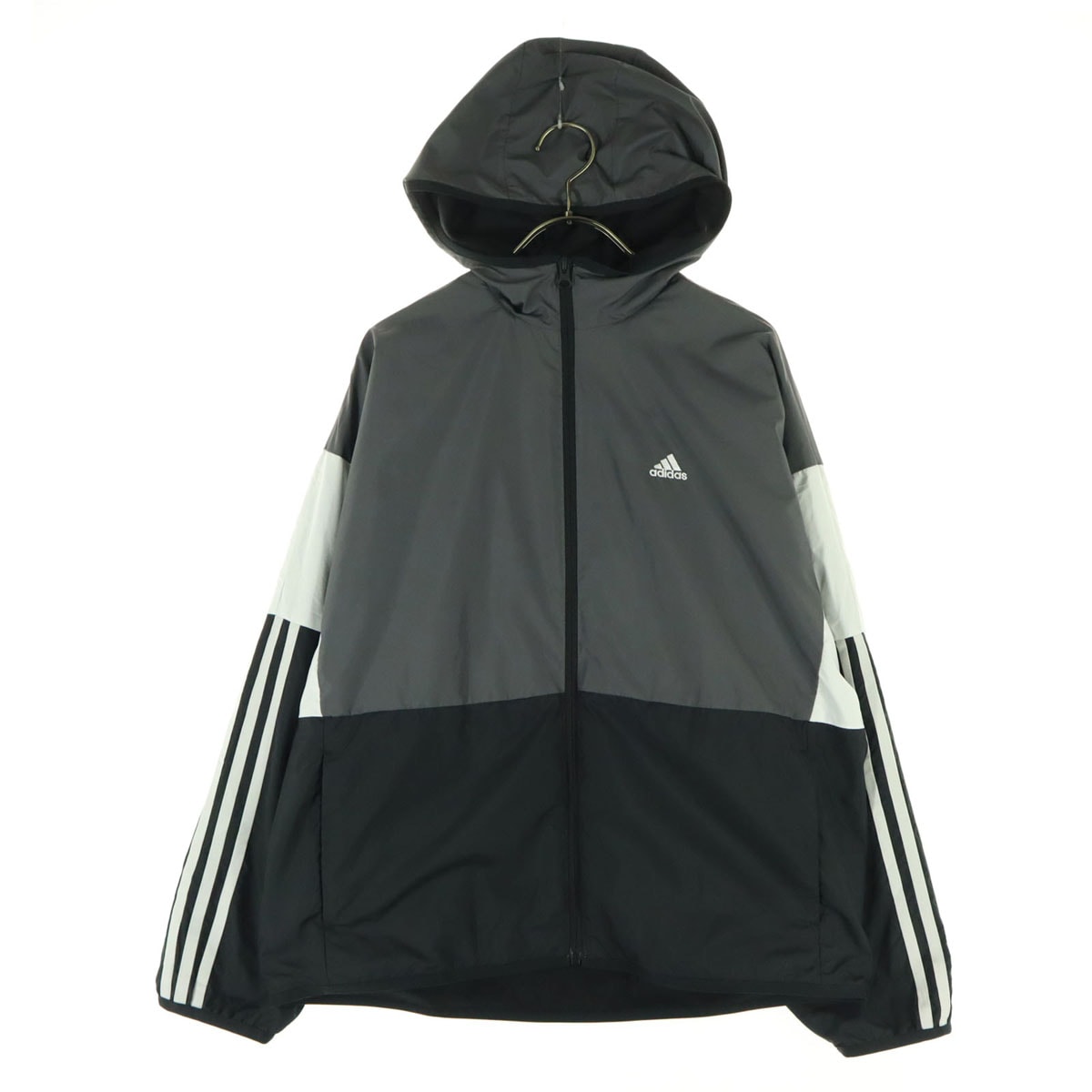 adidas アディダス ワンポイントロゴ 長袖 ウインドブレーカー XL グレー