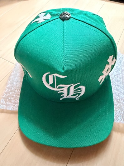Chrome Hearts CH Hat Cross Patch Baseball Cap "Green/White"