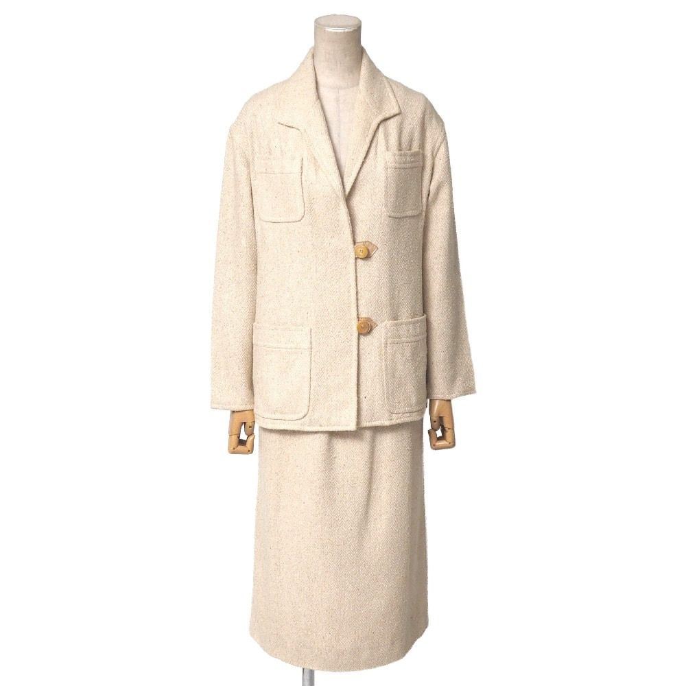 OLD CELINE オールドセリーヌ スーツ サイズ38 ツイード ヘリンボーン ジャケット+スカート フランス製 ブランド古着【中古】20260619/RB0006