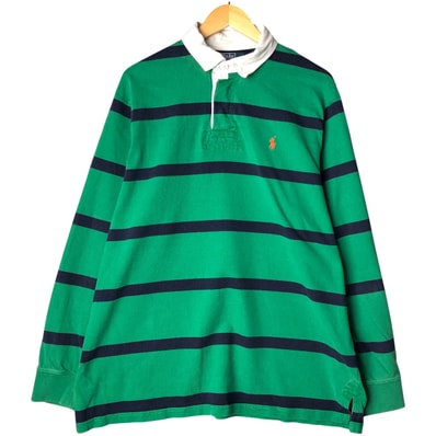 古着 ラルフローレン Ralph Lauren POLO by Ralph Lauren ボーダー柄 長袖 ラガーシャツ メンズXL相当/eaa589311
