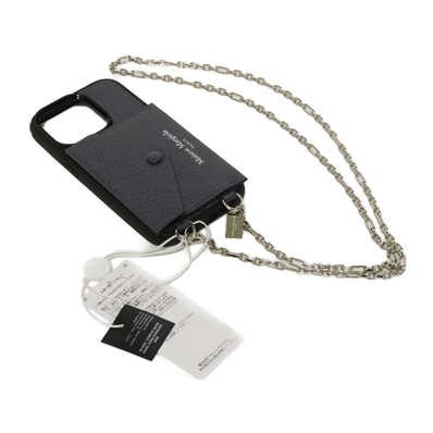 Maison Margiela メゾンマルジェラ iPhone 14Pro ケース グレイン カーフ チェーンストラップ 未使用 ロゴ グレー スマホケース SA1VZ0023 P6421 T6313