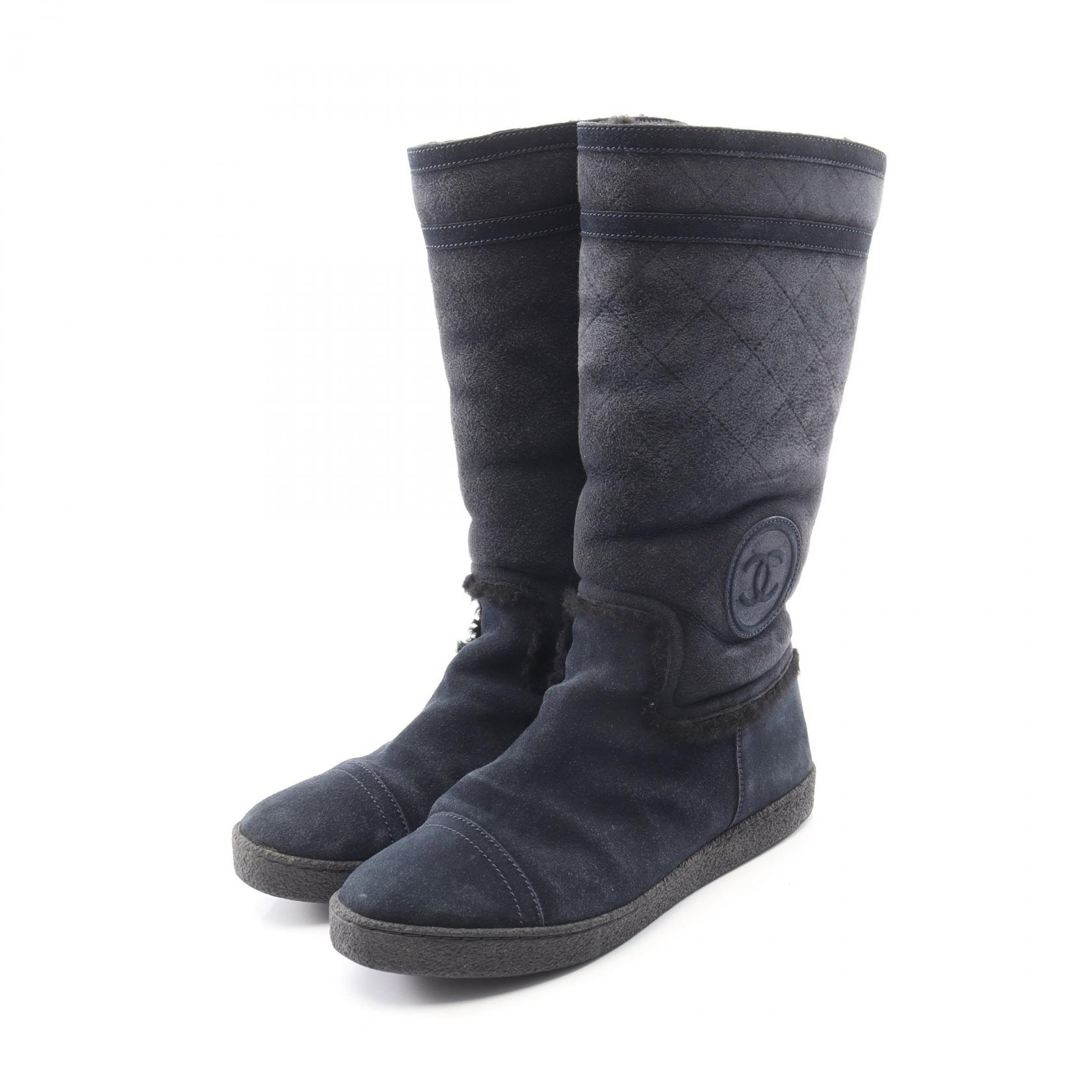 シャネル CHANEL マトラッセ ブーツ 靴 スウェード レディース ネイビー系 1G26557 【中古】