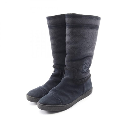 シャネル CHANEL マトラッセ ブーツ 靴 スウェード レディース ネイビー系 1G26557 【中古】