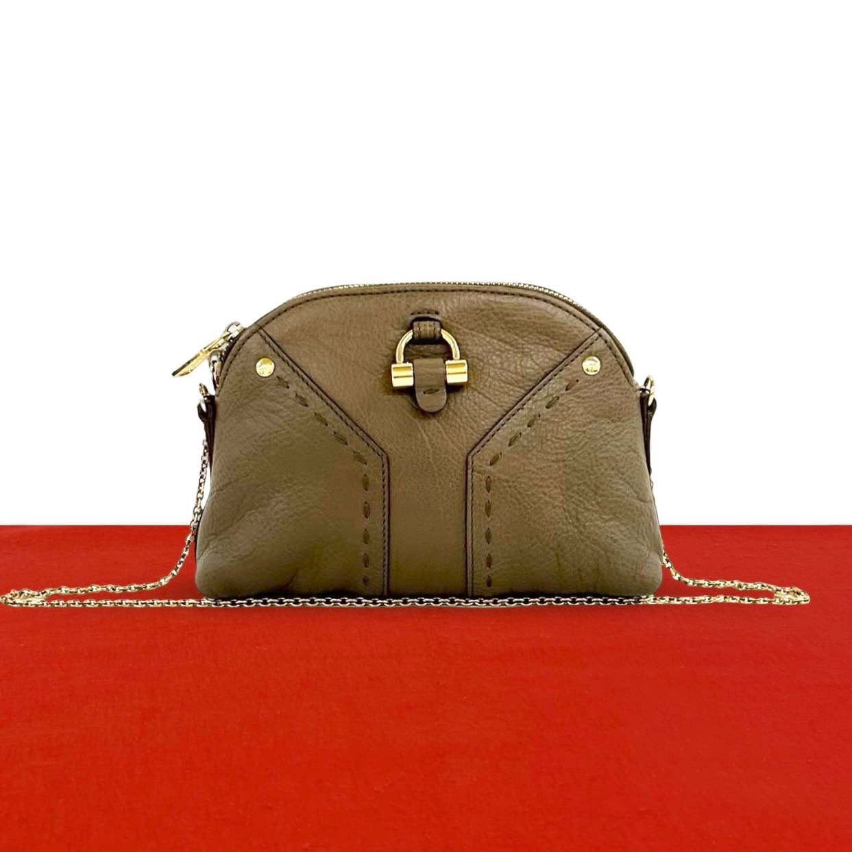 YVES SAINT LAURENT イヴ・サンローラン ミューズ レザー ショルダーバッグ ベージュ
 2921a
