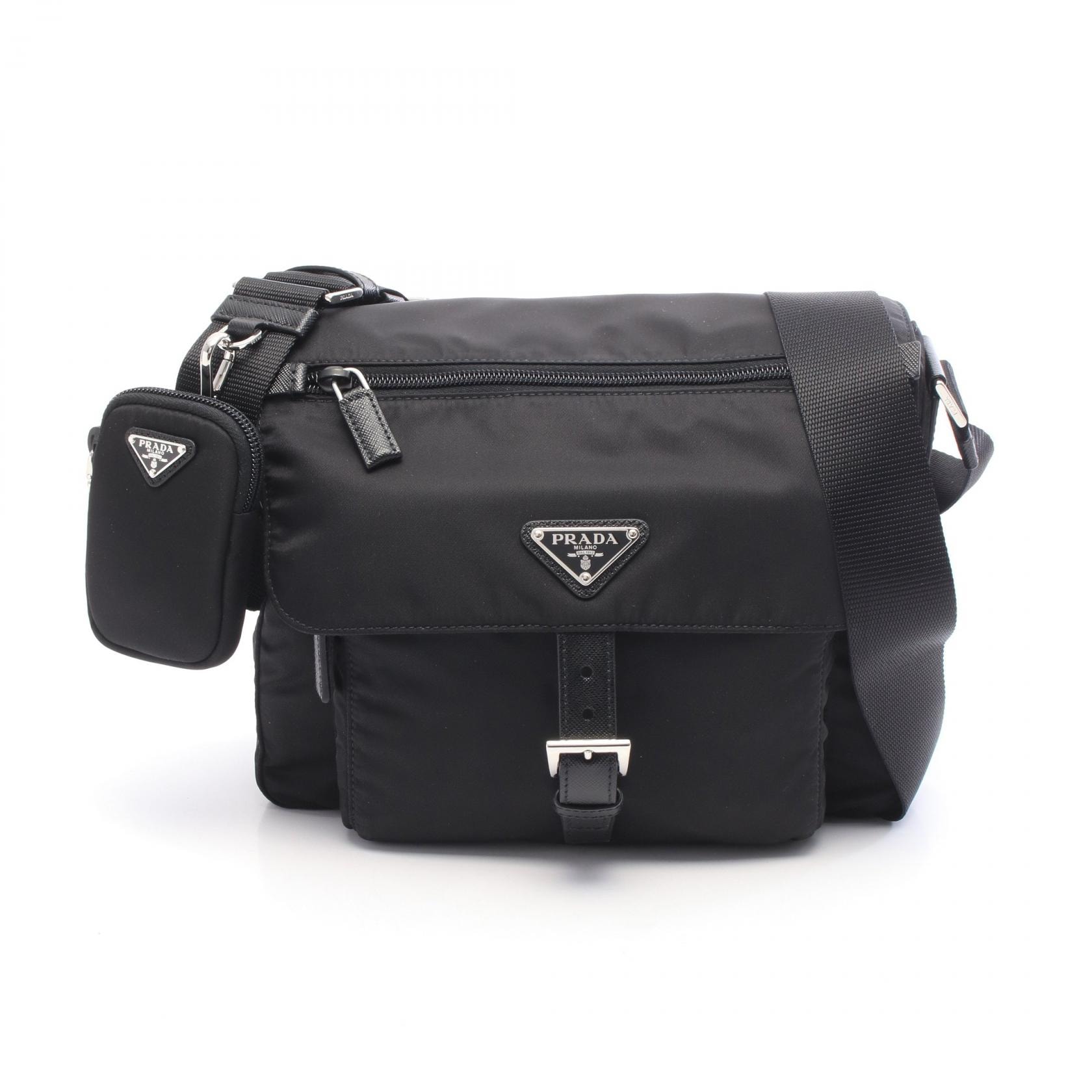 プラダ PRADA VELA ショルダーバッグ バッグ ナイロン サフィアーノレザー レディース ブラック系 1BD994RV44F0002 【新品】